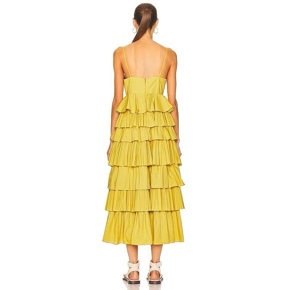 Ulla Johnson Avery Gown in Limonite Tiered Maxi Dress Gown Womens 10 Resort Vaca - Picture 2 of 16